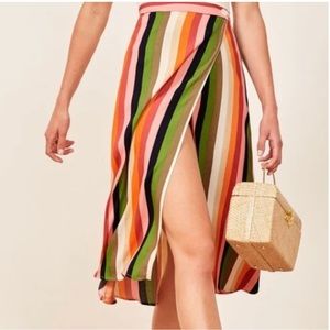 Reformation Betty Rainbow Wrap Skirt